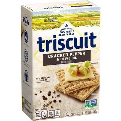 Cracked Pepper & Olive Oil Whole Grain Wheat Crackers Triscuit 240G