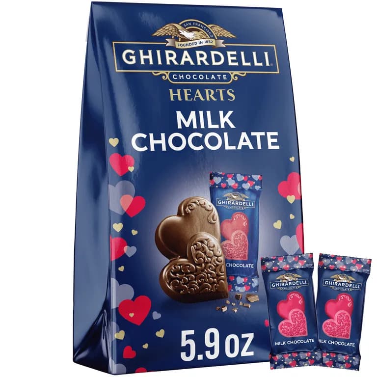 Bolsa de corazones de chocolate con leche para el día de San Valentín Ghirardelli 5.9 oz